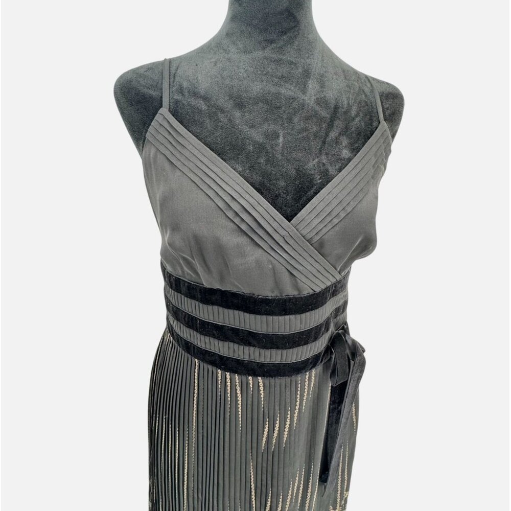 Loft‎ Y2K Babydoll Midi Cocktail Dress Size 6P Pleated Scalloped Hem Wedding